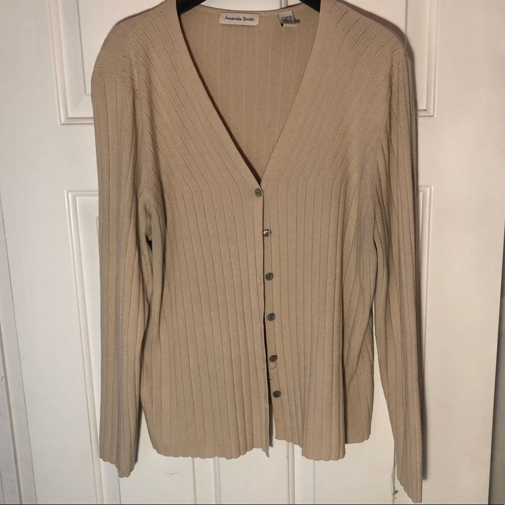 Vintage Amanda Smith Creme Ribbed Cardigan